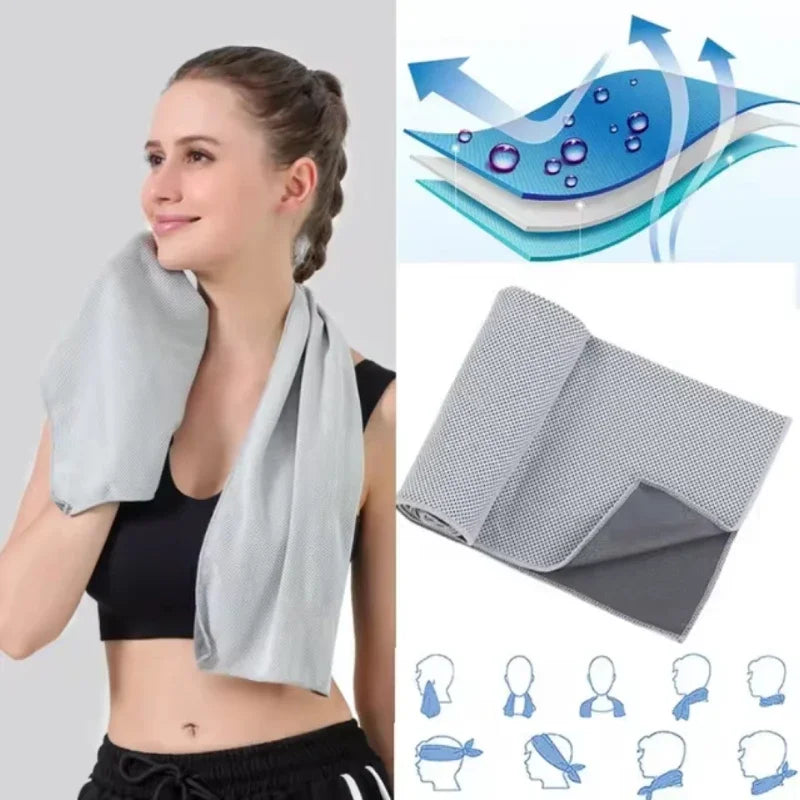 Outdoor Towel Round Silicone Wrapped Ice Towel Soft Breathable Cool Towel Suitable for Yoga Running Fitness, and Other Activites